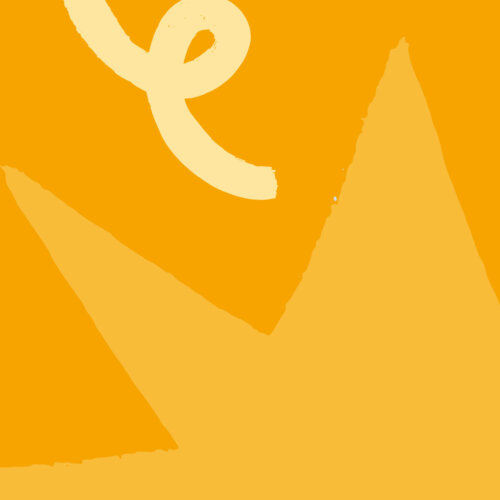 An illustration with a squiggle on a yellow background