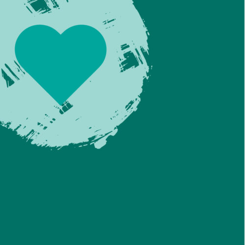 An illustration with a heart on a green background