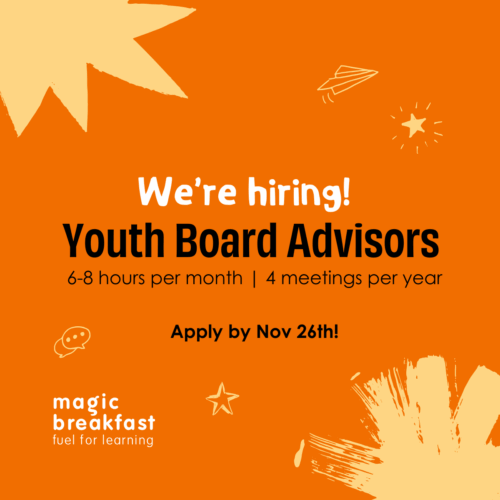 We're hiring! Youth Board Advisors. 6-8 hours per month, 4 board meetings per year. Apply by 26th Nov.
