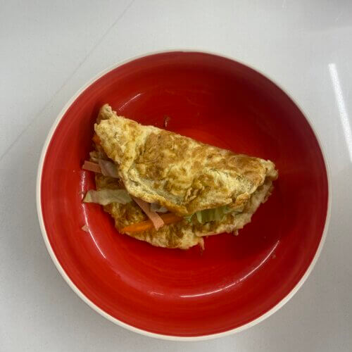 Fold over Chinese style stuffed omelette