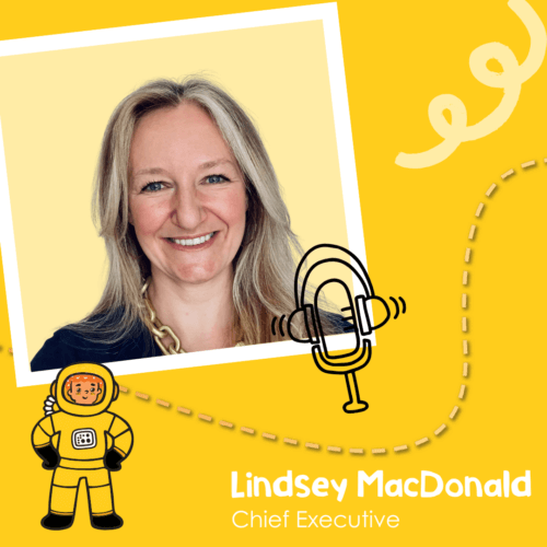 Tile with image of Magic Breakfast Chief Executive, Lindsey MacDonald.