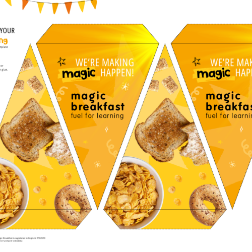 Poster with a cut out magic bunting and instructions on how to make it