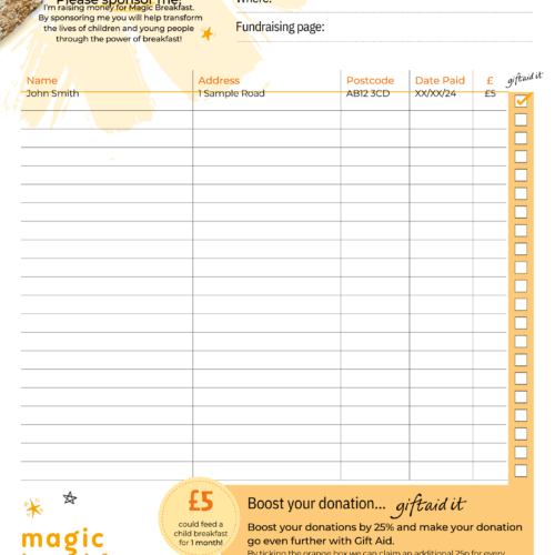 A fundraising form to capture peoples demographic details and donation amount
