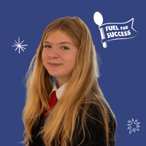 Image of a secondary school pupil and Magic Breakfast's Fuel For Success logo.