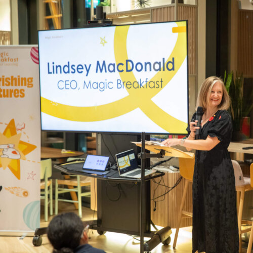 Image of Magic Breakfast CEO, Lindsey MacDonald, at the Nourishing Futures event launch.