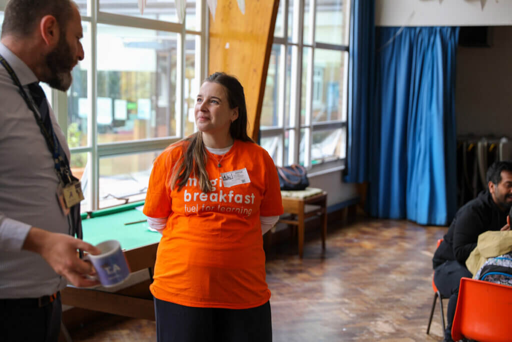 Image of a Magic Breakfast engagement partner at a school breakfast.